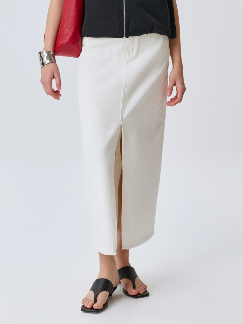 Белая джинсовая юбка из 100% хлопка