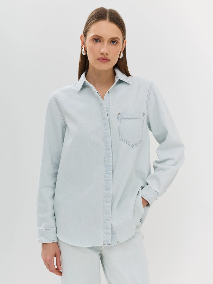 Oversize рубашка из тонкого денима