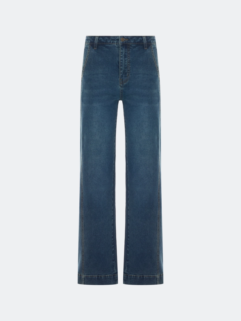 Широкие джинсы с рельефами