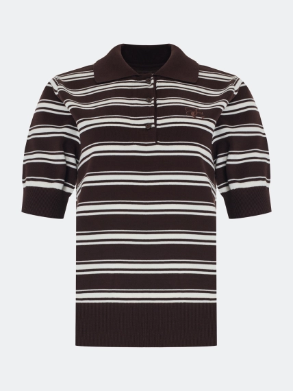 Поло из вискозы в контрастную полоску