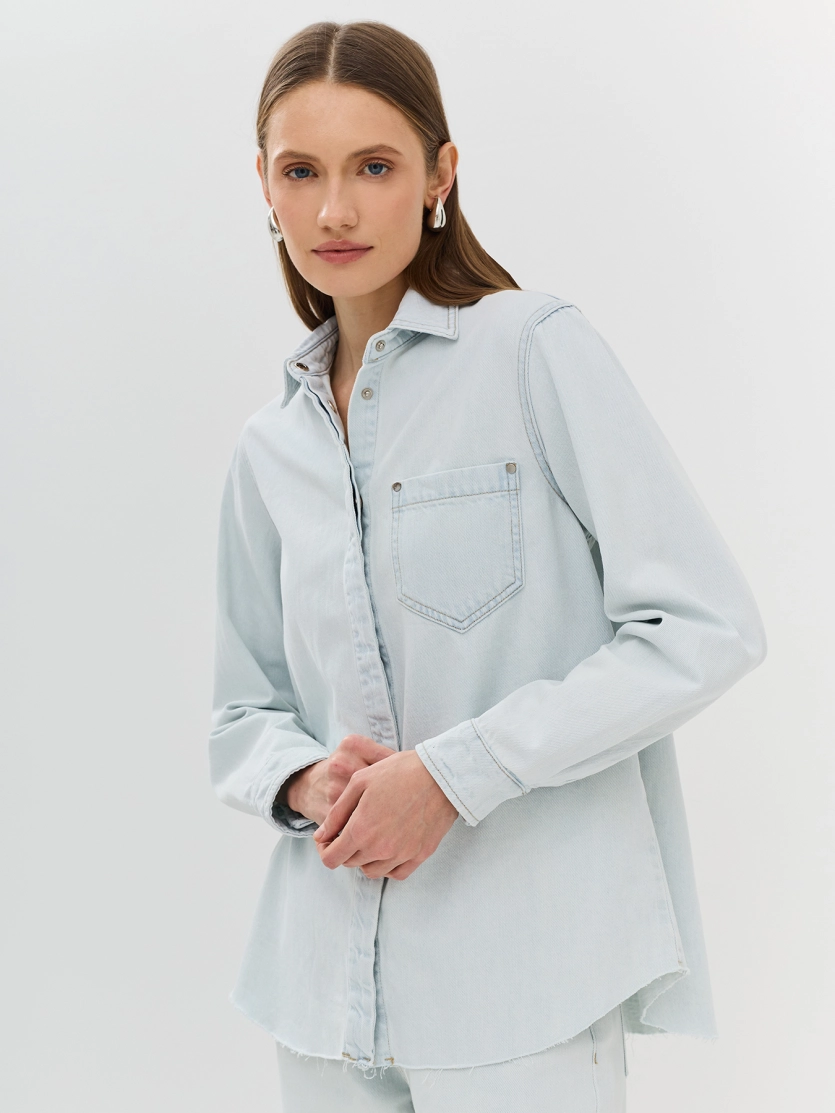 Oversize рубашка из тонкого денима