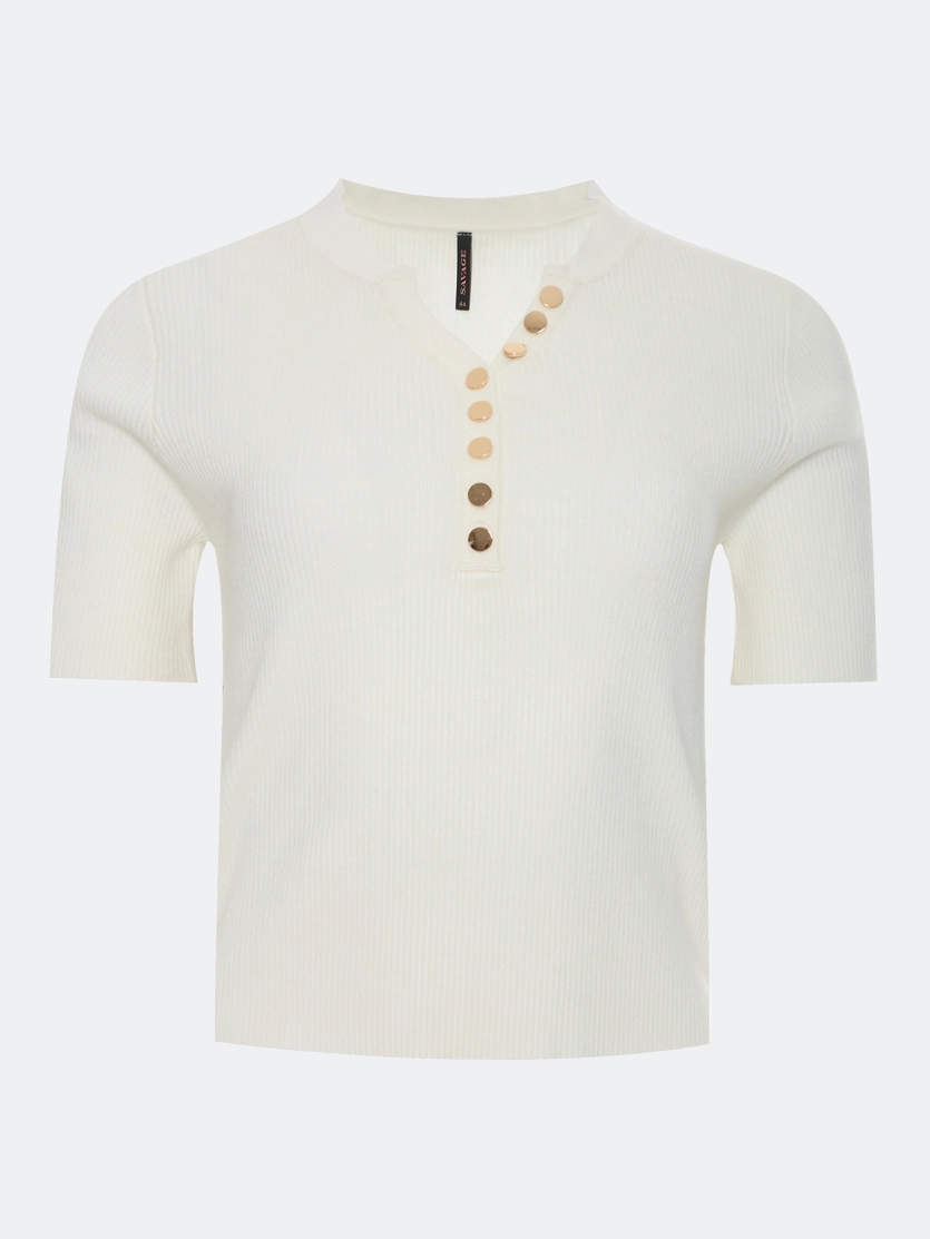Тонкий джемпер из вискозы с акцентными пуговицами