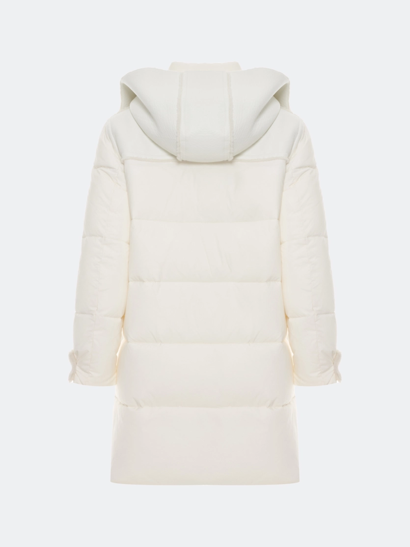 Пальто с капюшоном из искусственной овчины