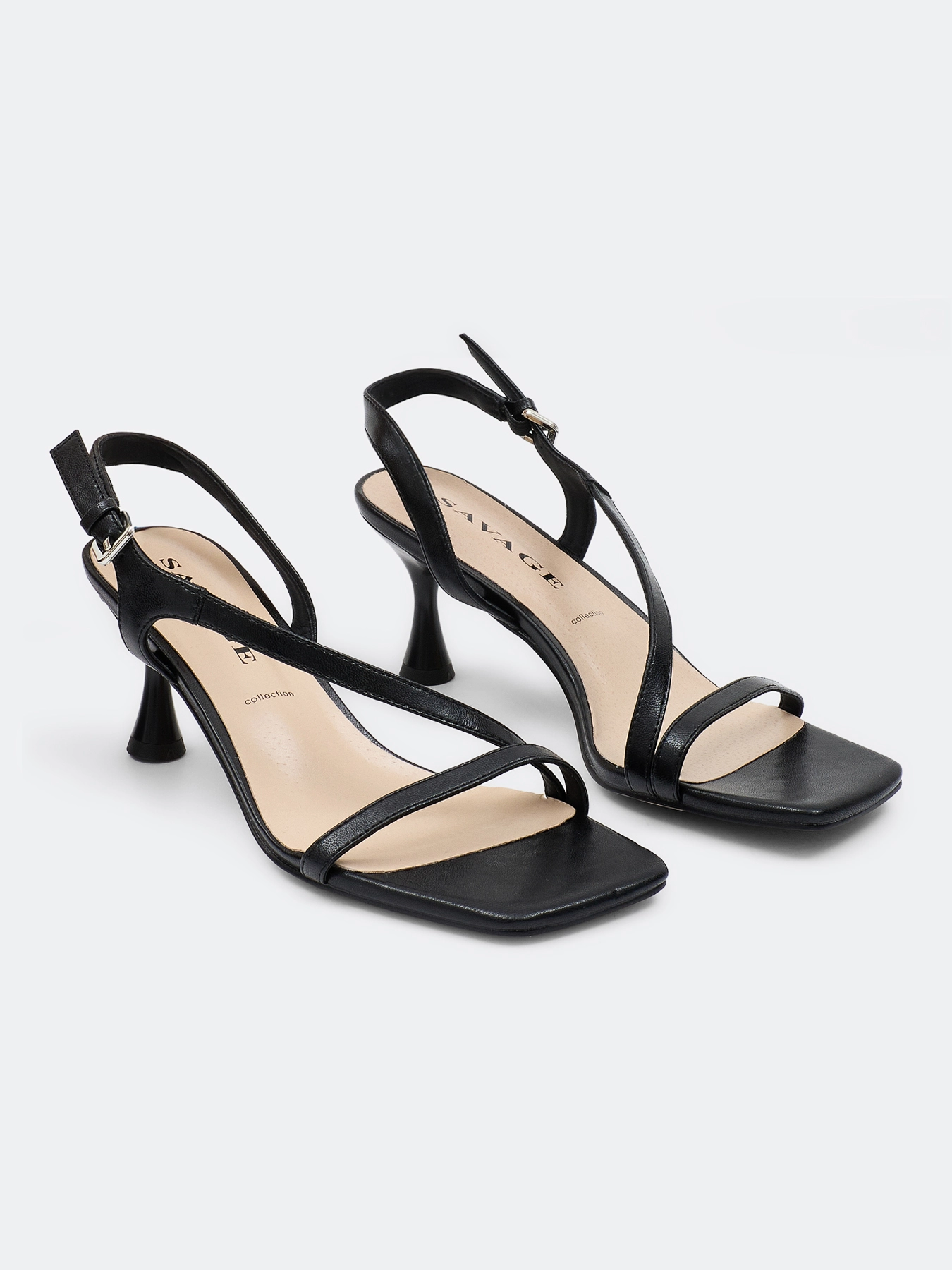 Кожаные босоножки на высоком каблуке SAVAGE