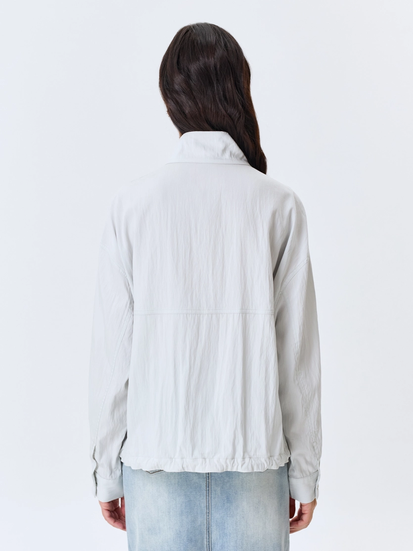 Жакет из тенселя с высоким воротником