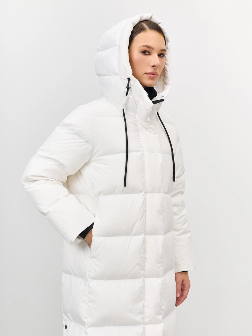 Длинный пуховик на натуральном утеплителе