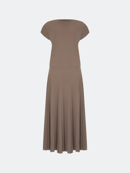 Трикотажное платье с драпировкой и юбкой плиссе