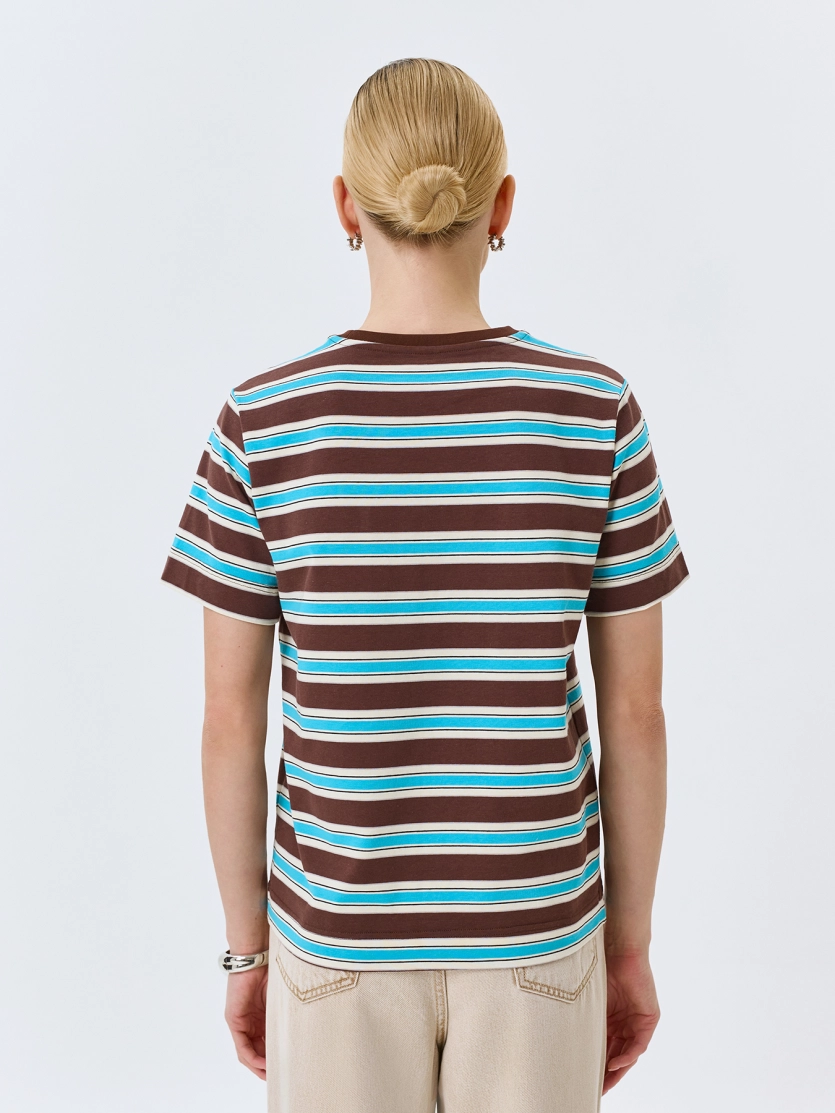 Яркая футболка в полоску из 100% хлопка