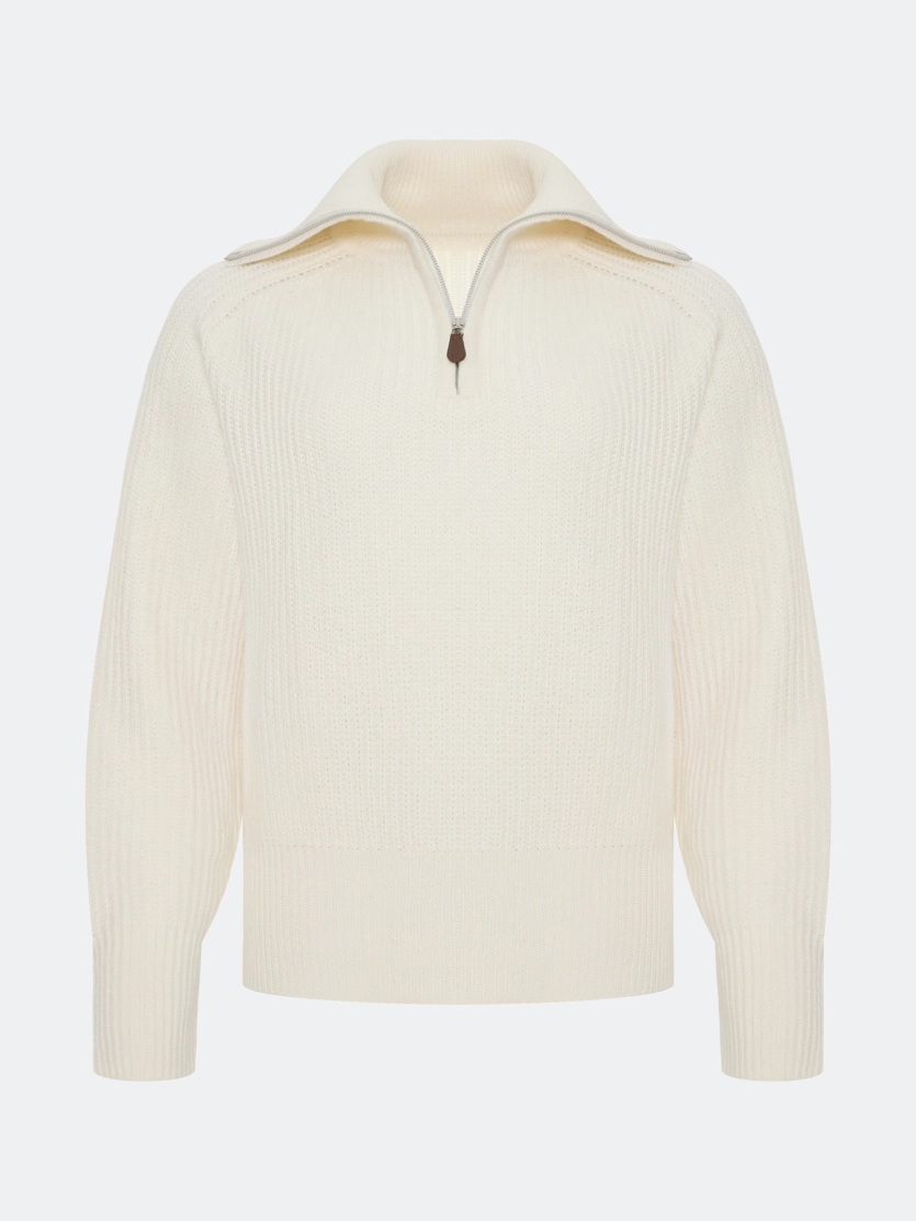 Свитер с отложным воротником на молнии