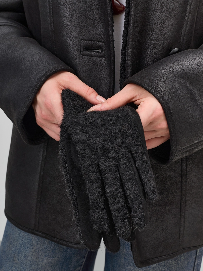 Комбинированные перчатки с искусственным мехом