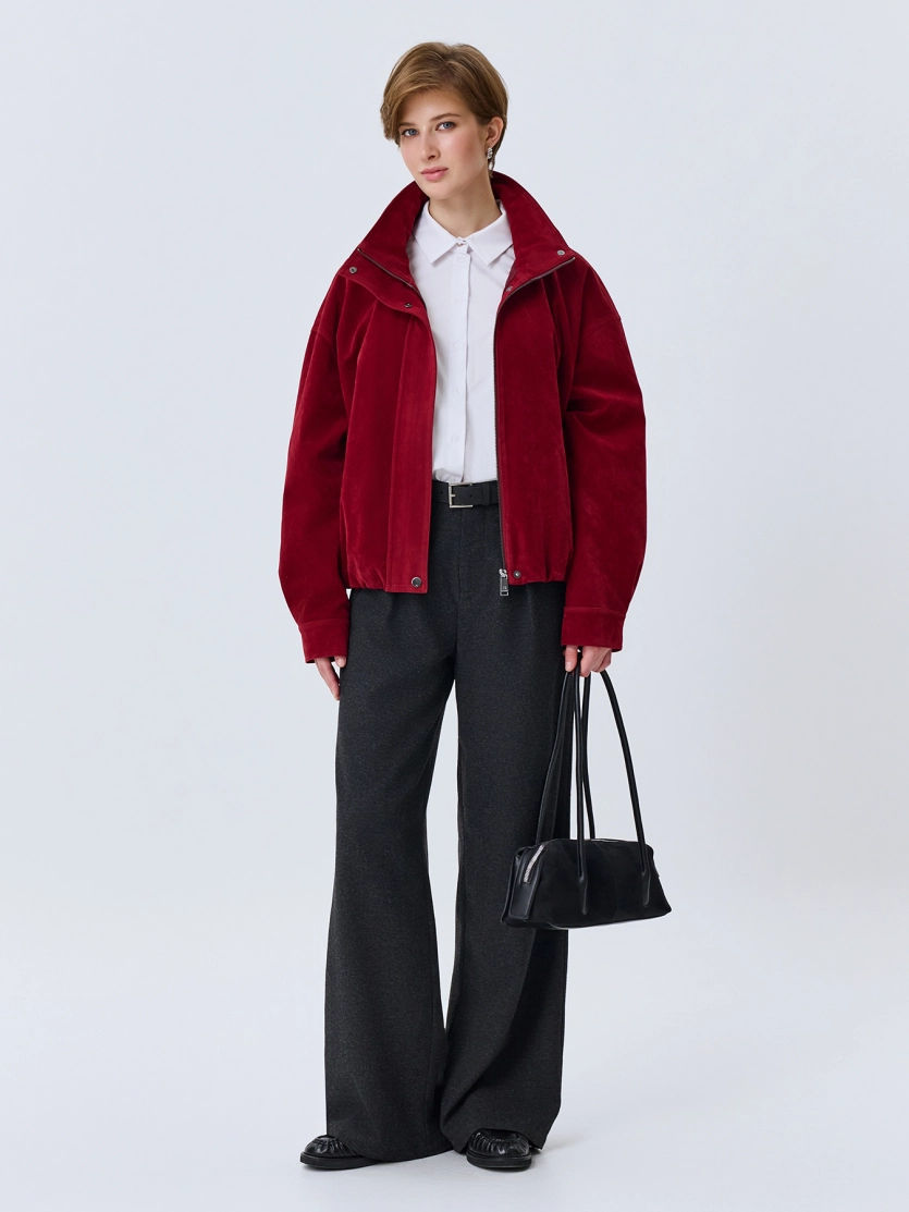 Oversize бомбер из искусственной замши