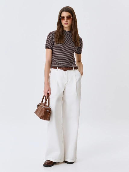 Джинсы палаццо с акцентными складками