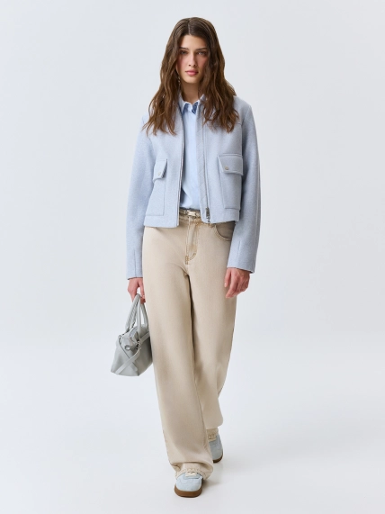 Яркий жакет из пальтовой ткани