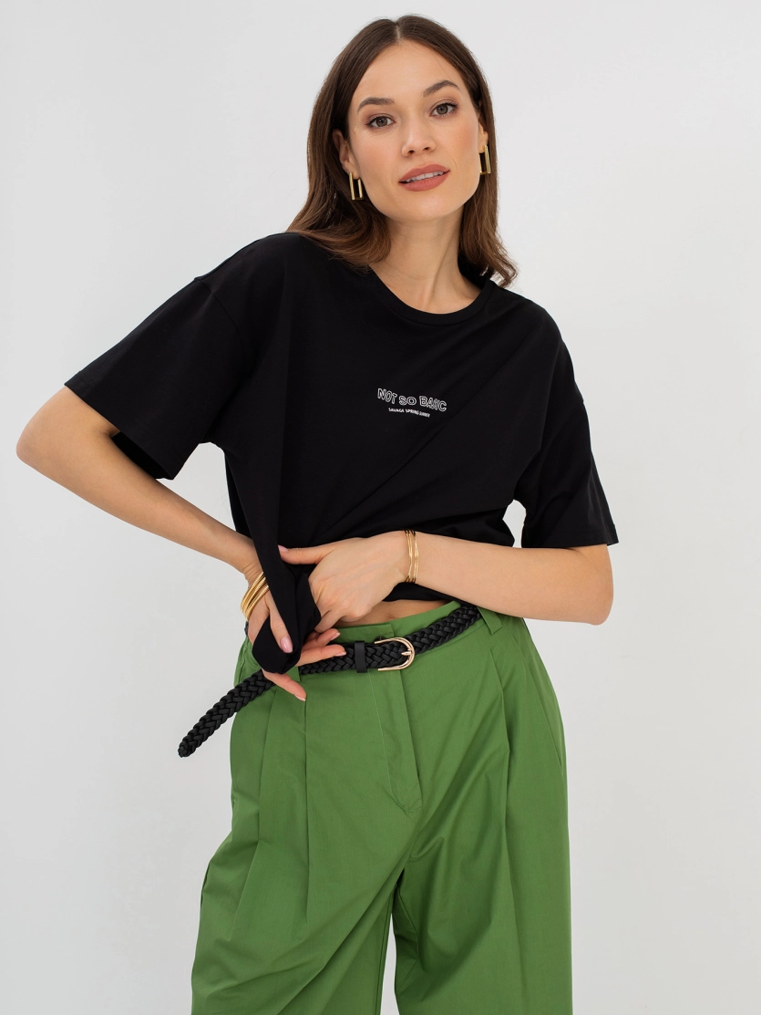 Футболка oversize с  минималистичным текстовым принтом