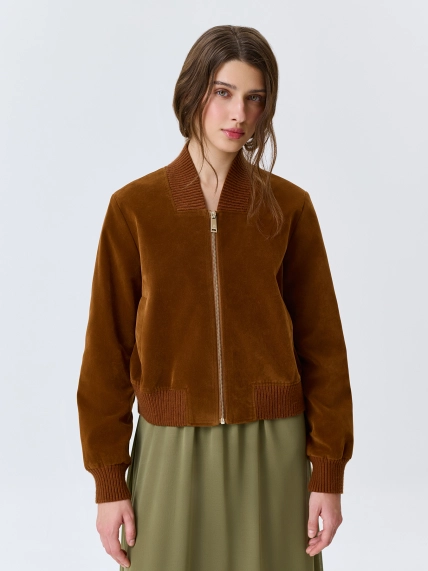 Укороченный жакет из искусственной замши