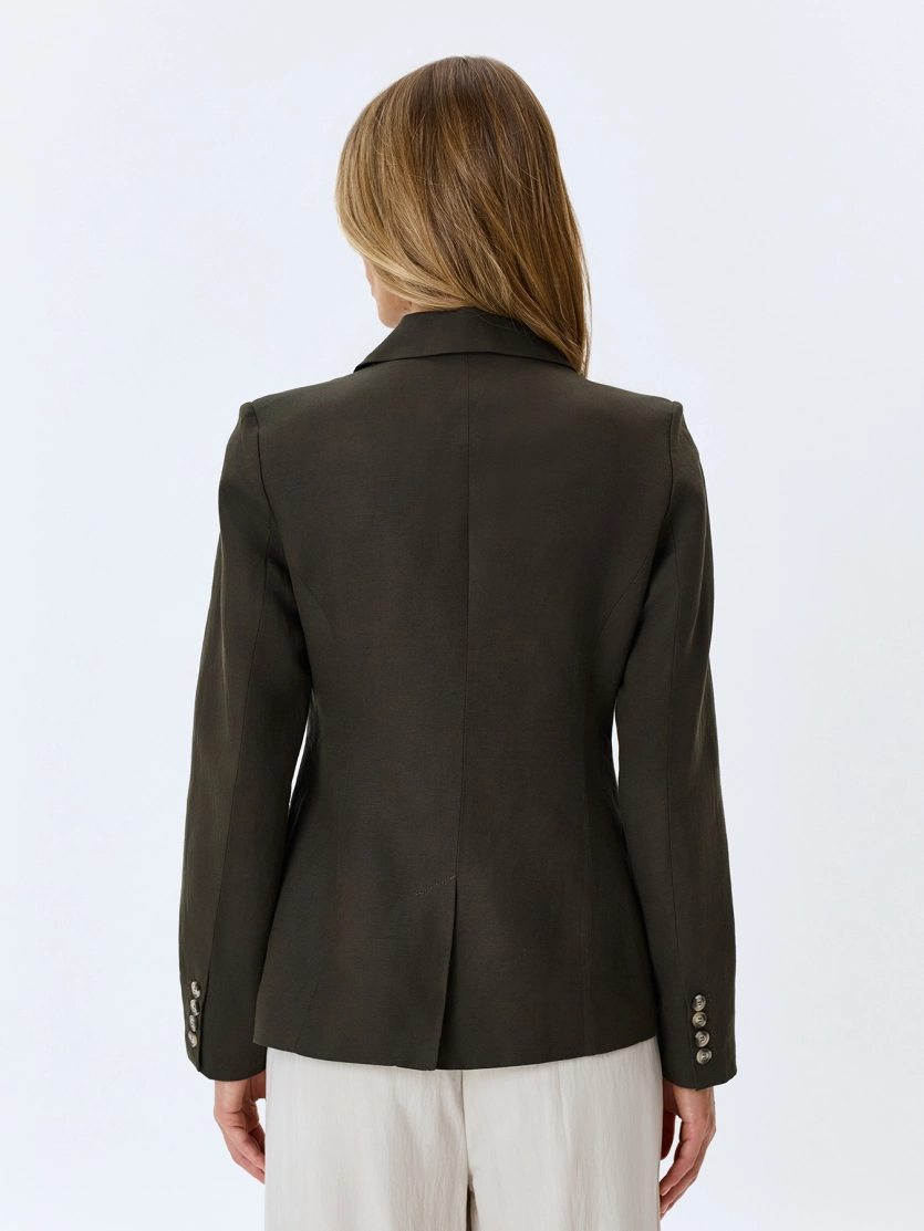 Двубортный льняной жакет 