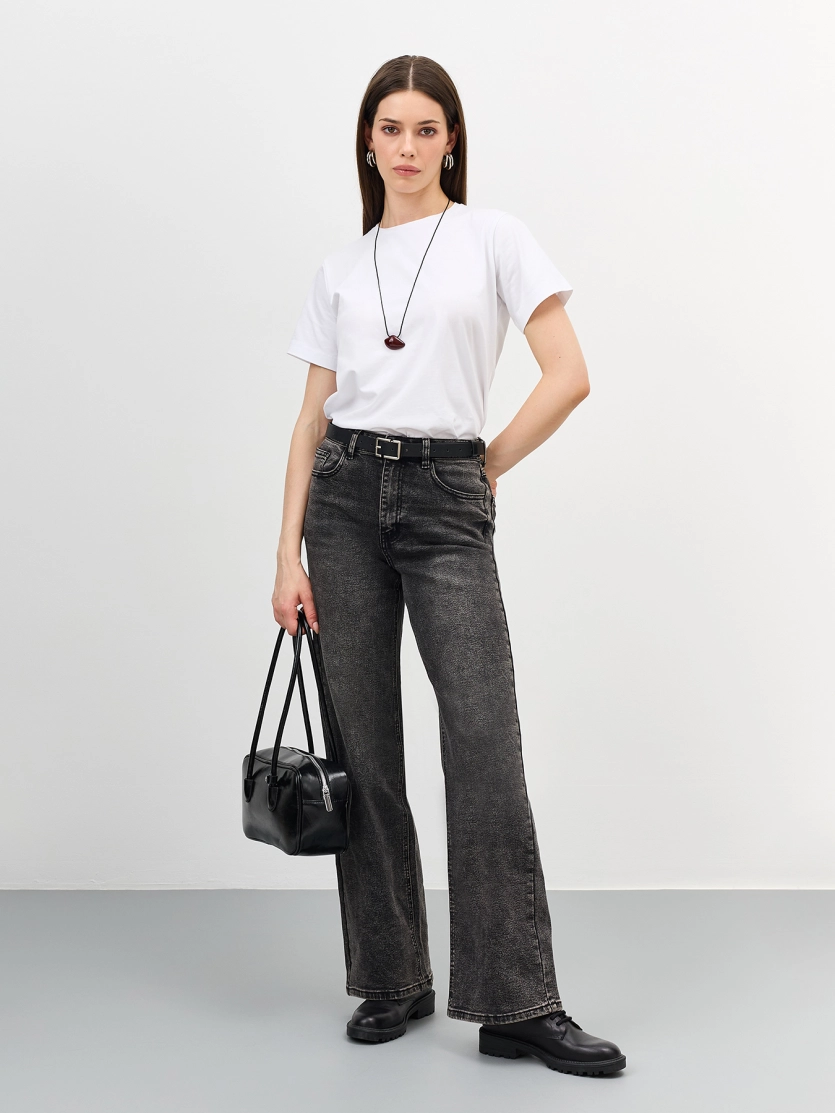 Широкие графитовые джинсы