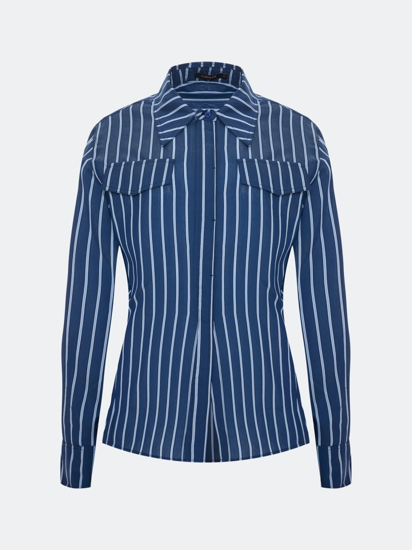 Яркая приталенная рубашка в полоску