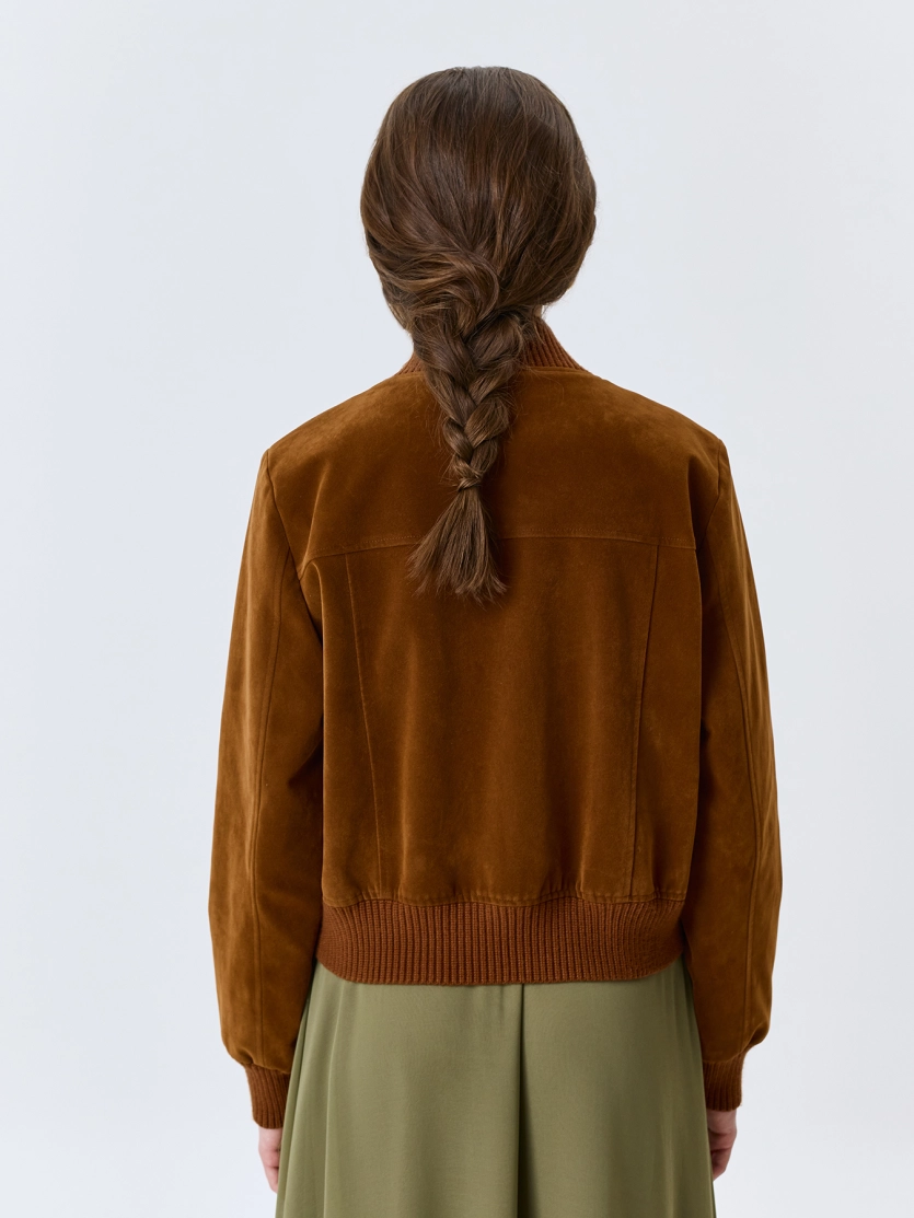 Укороченный жакет из искусственной замши