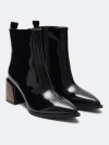 Ботильоны из лаковой кожи и контрастным каблуком