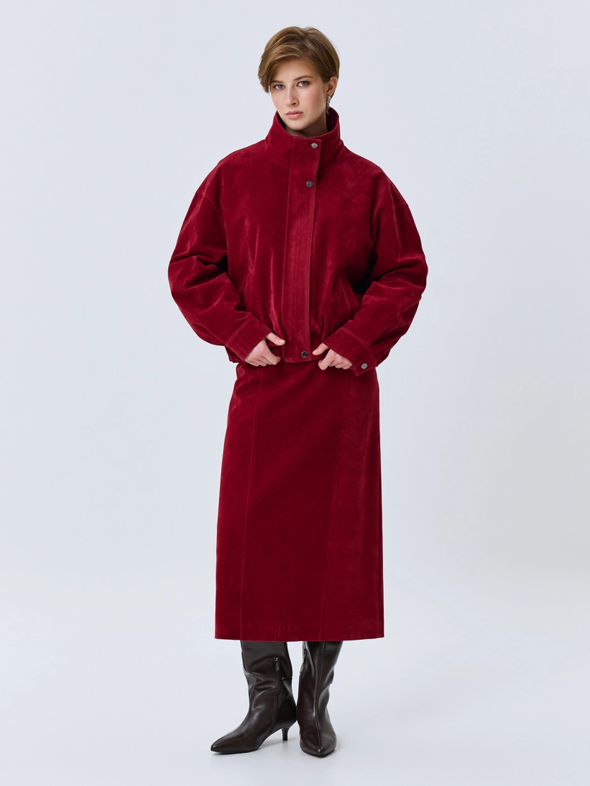 Oversize бомбер из искусственной замши
