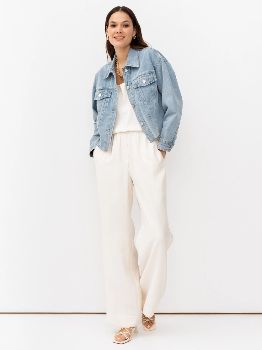 Укороченная oversize джинсовая куртка