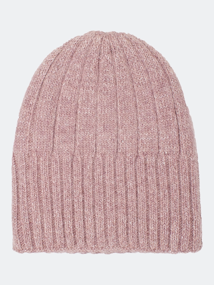 Шапка бини в широкий рубчик с ангорой