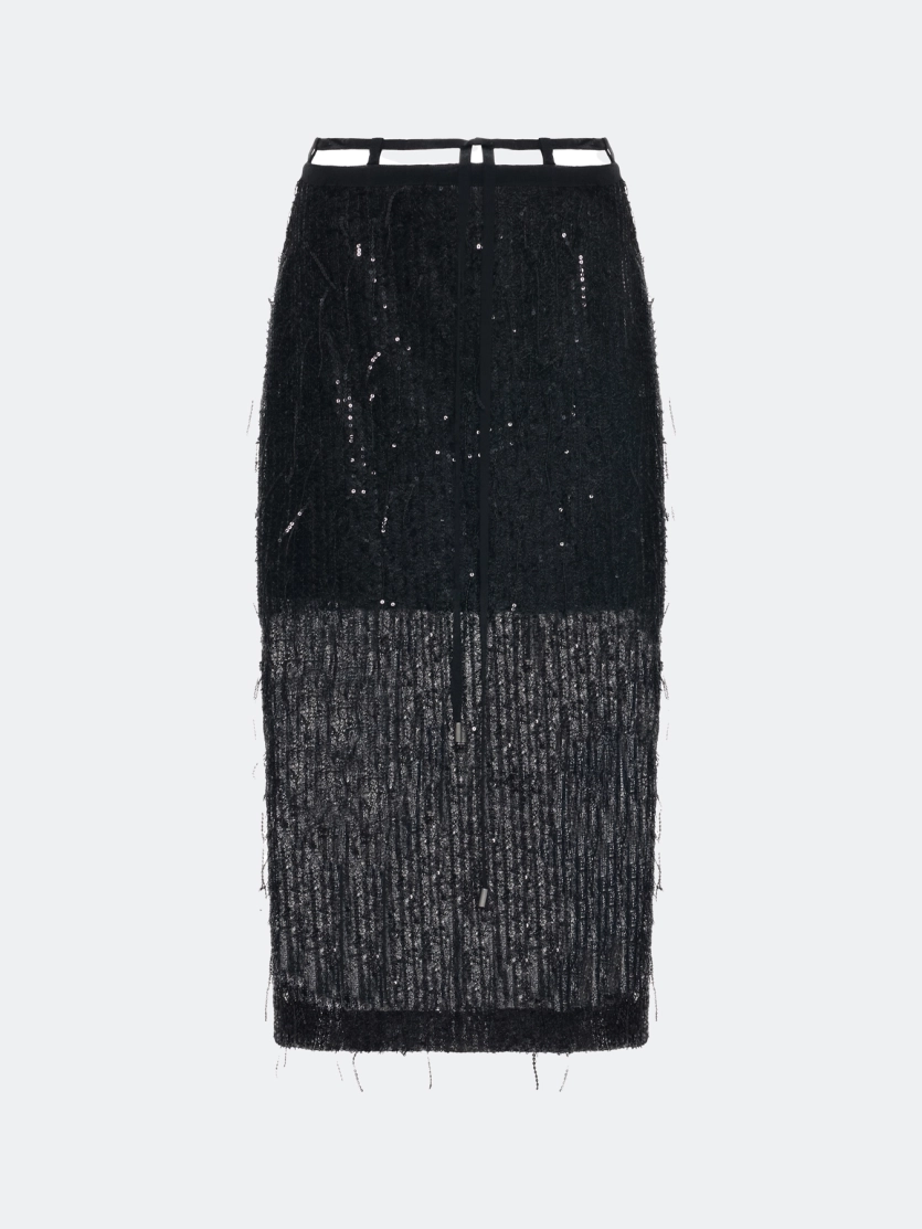 Юбка с пайетками и бахромой