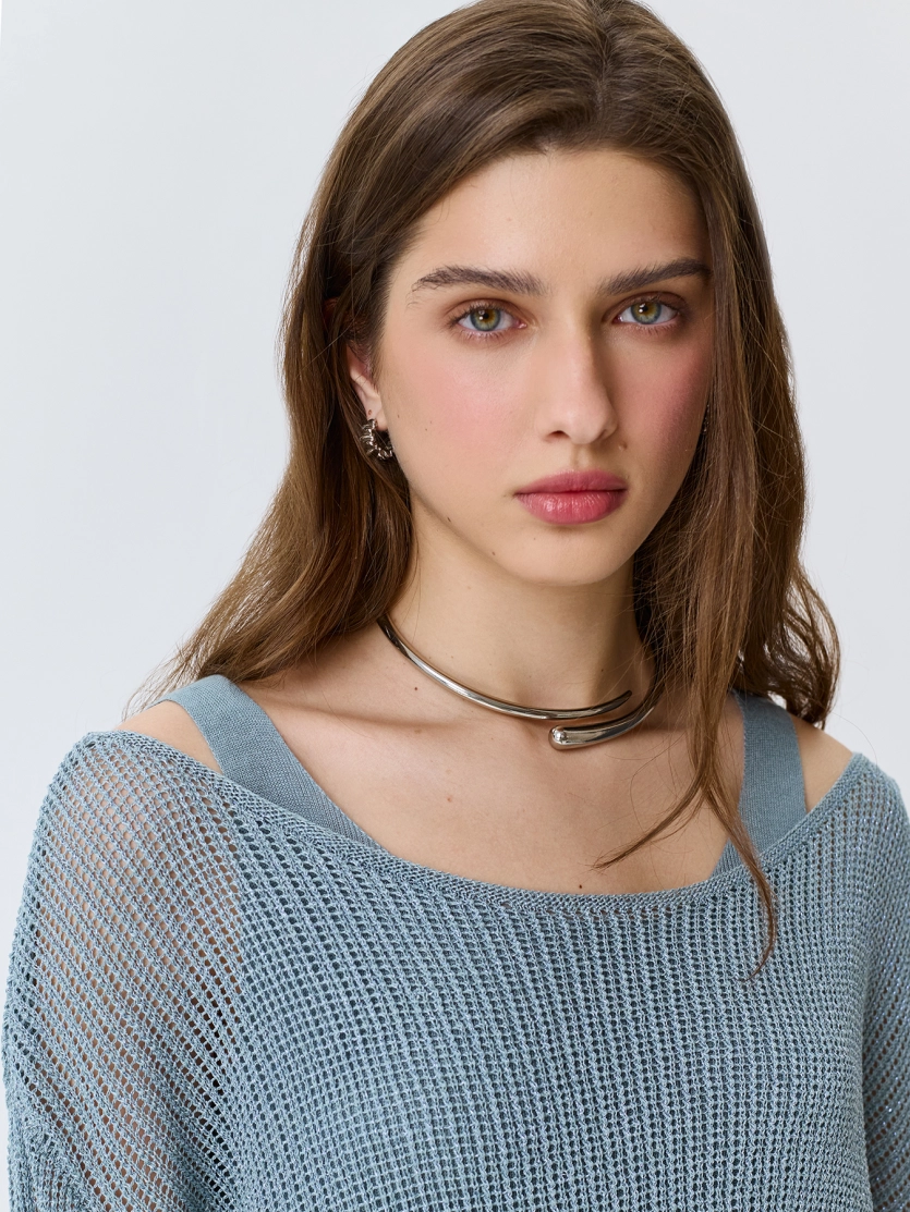 Ажурный комбинированный джемпер