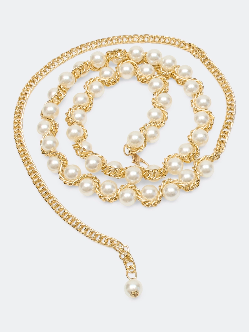 Ремень-цепочка с яркими жемчужинами