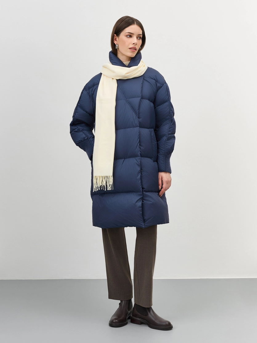 Пуховик на запах с трикотажной манишкой