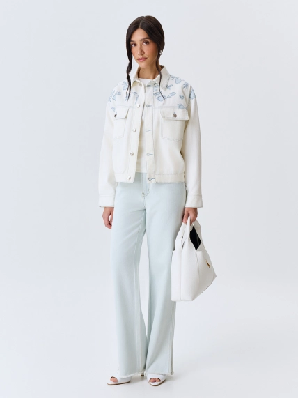 Джинсовый жакет с цветочным принтом