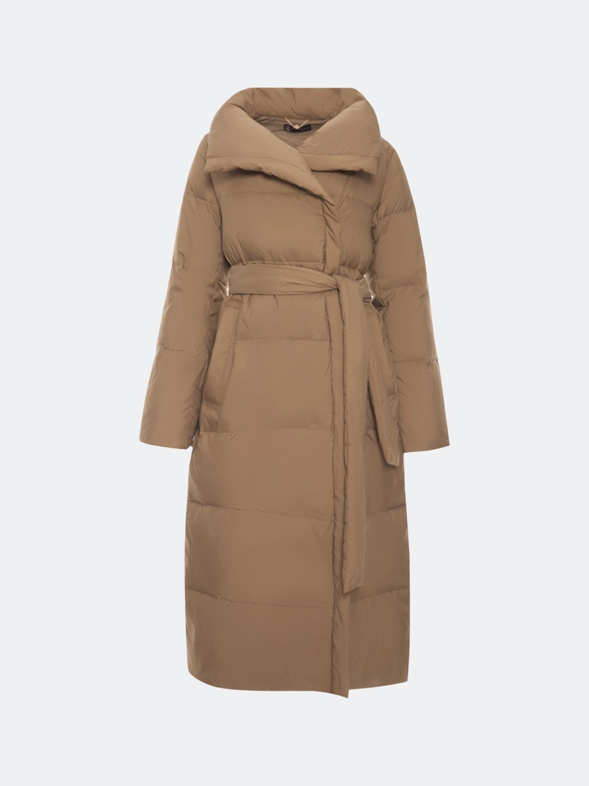 Легкое пуховое пальто на запах