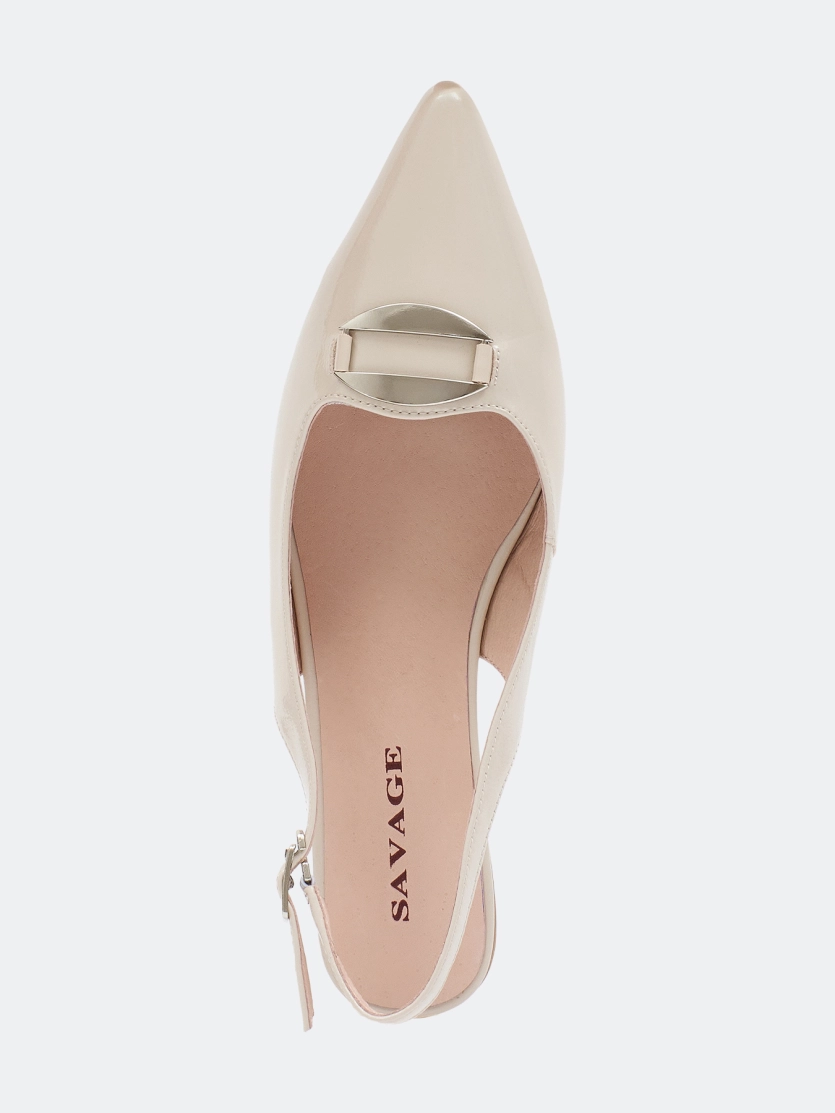 Слингбэки из натуральной кожи с декоративной пряжкой