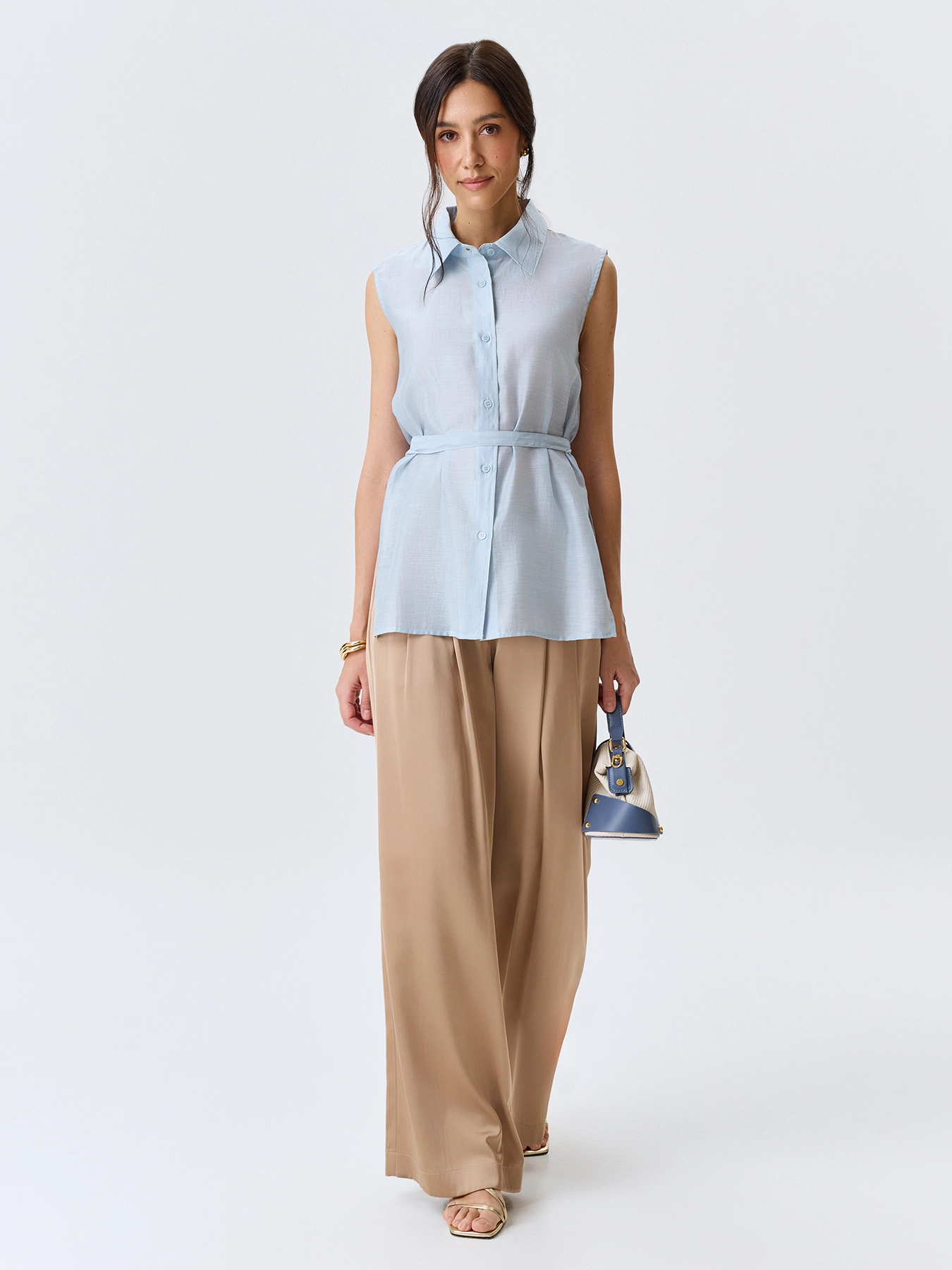 Сатиновые брюки палаццо SAVAGE