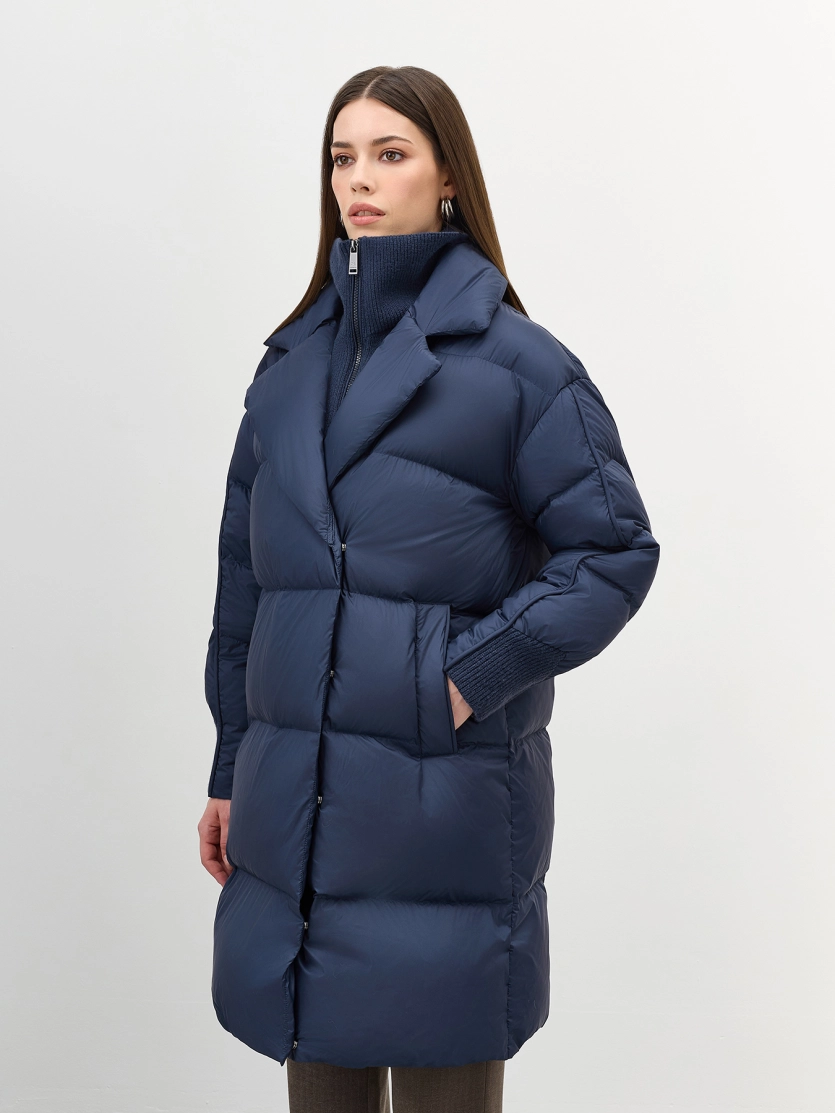 Пуховик на запах с трикотажной манишкой