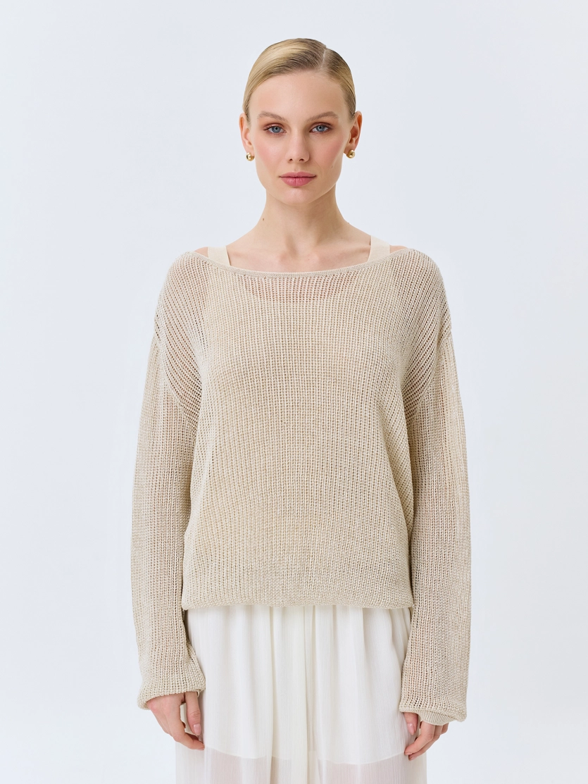 Ажурный комбинированный джемпер