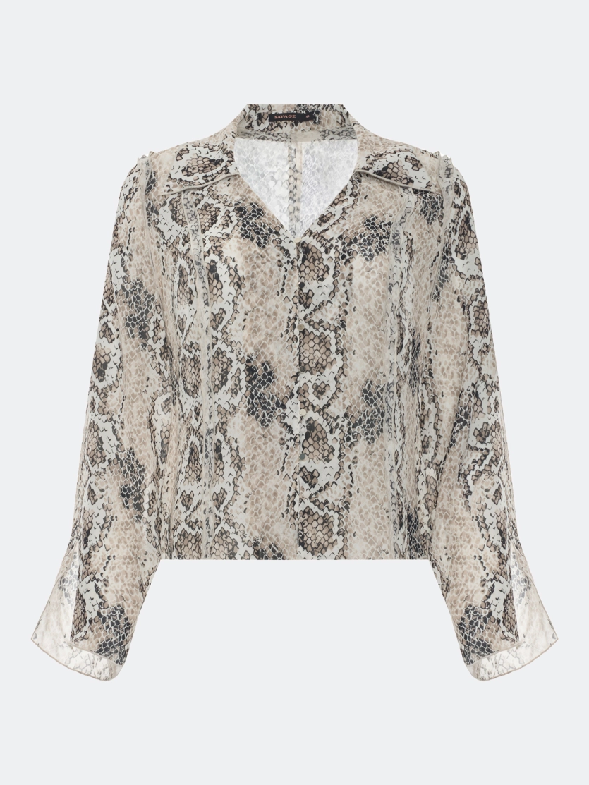 Укороченная блузка с анималистичным принтом