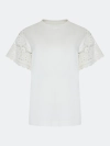 Хлопковая футболка с ажурными рукавами