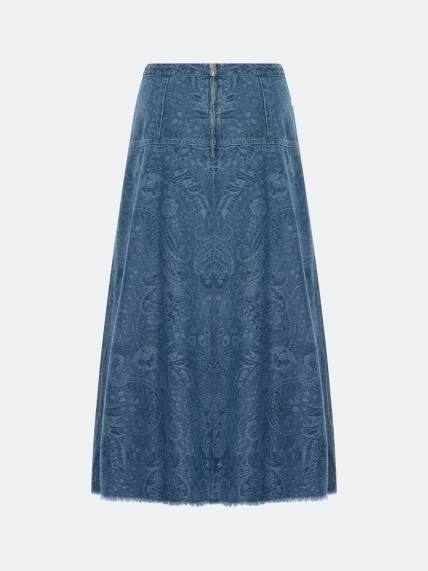 Джинсовая юбка с принтом "Пейсли"
