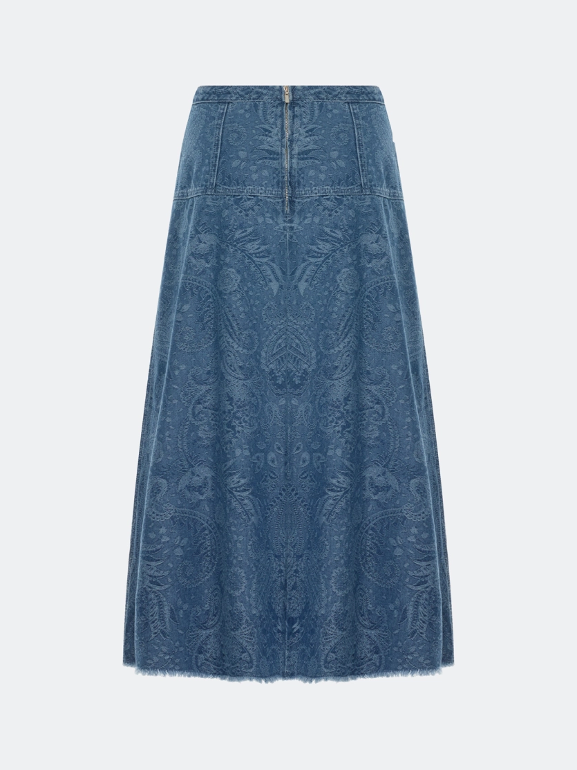 Джинсовая юбка с принтом "Пейсли"