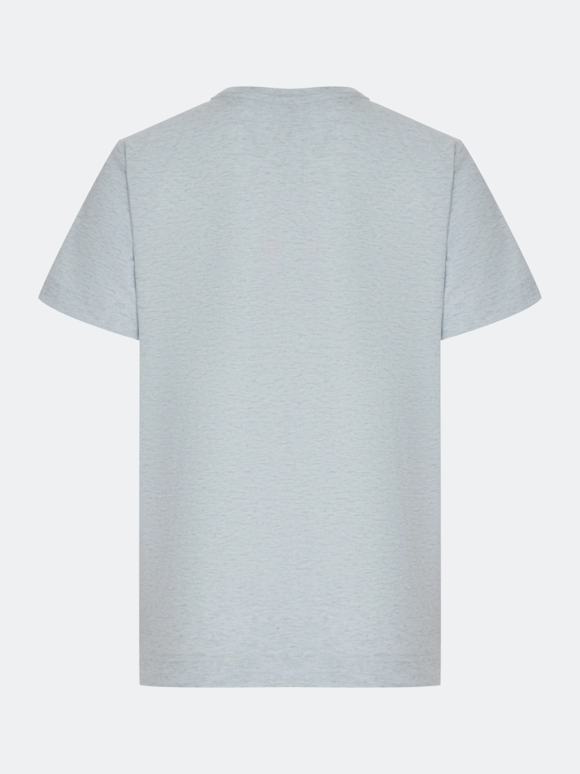 Меланжевая футболка с деликатной вышивкой