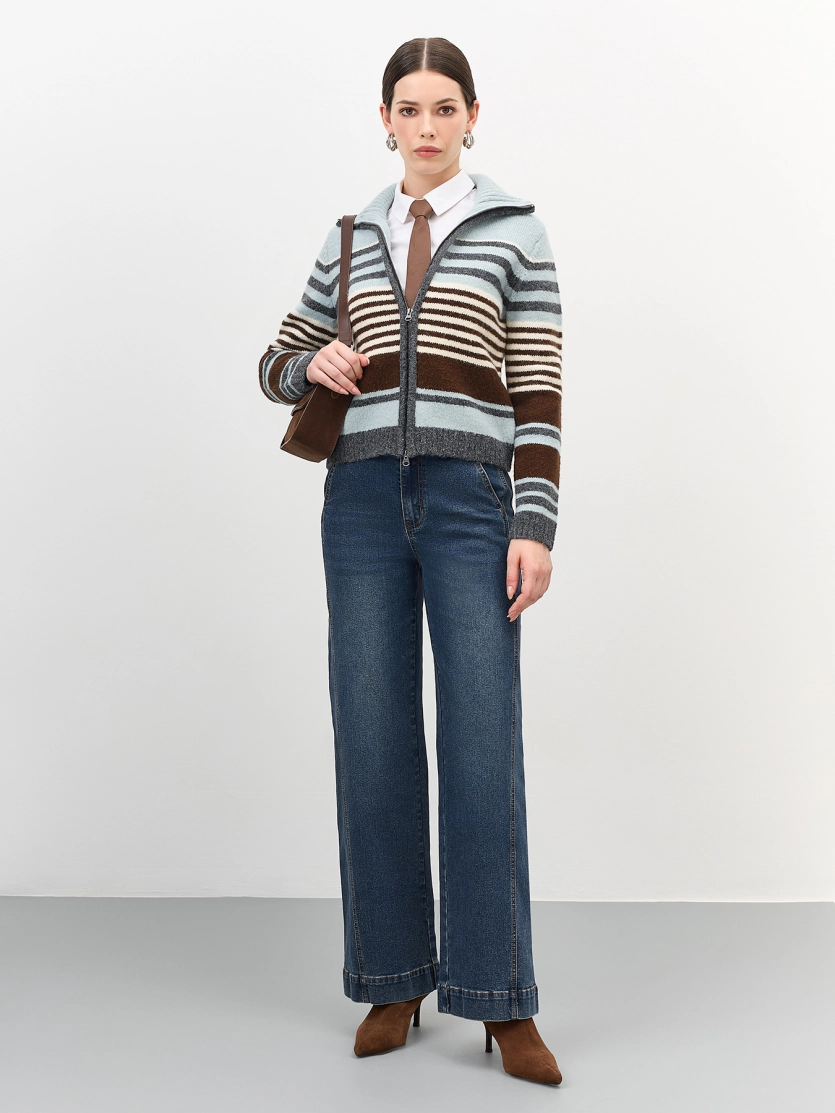 Широкие джинсы с рельефами