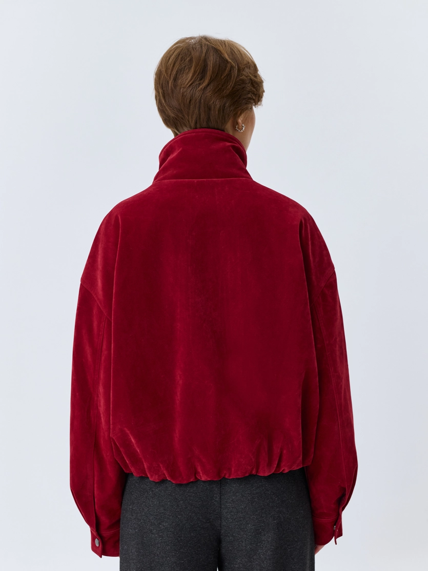 Oversize бомбер из искусственной замши