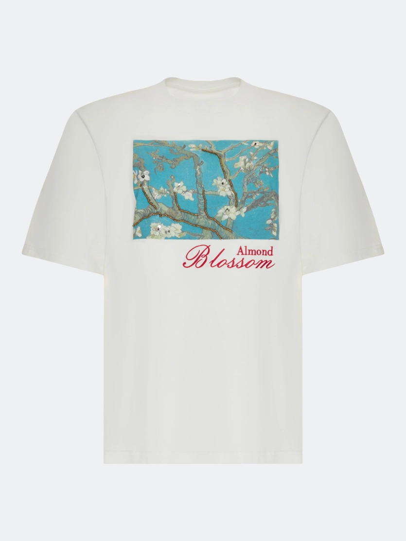 Oversize футболка с вышивкой и принтом