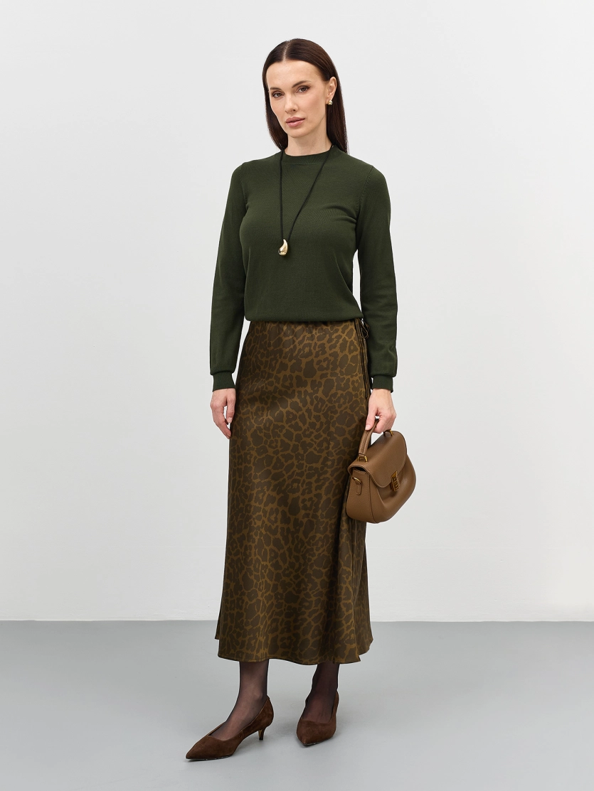 Сатиновая юбка с анималистичным принтом