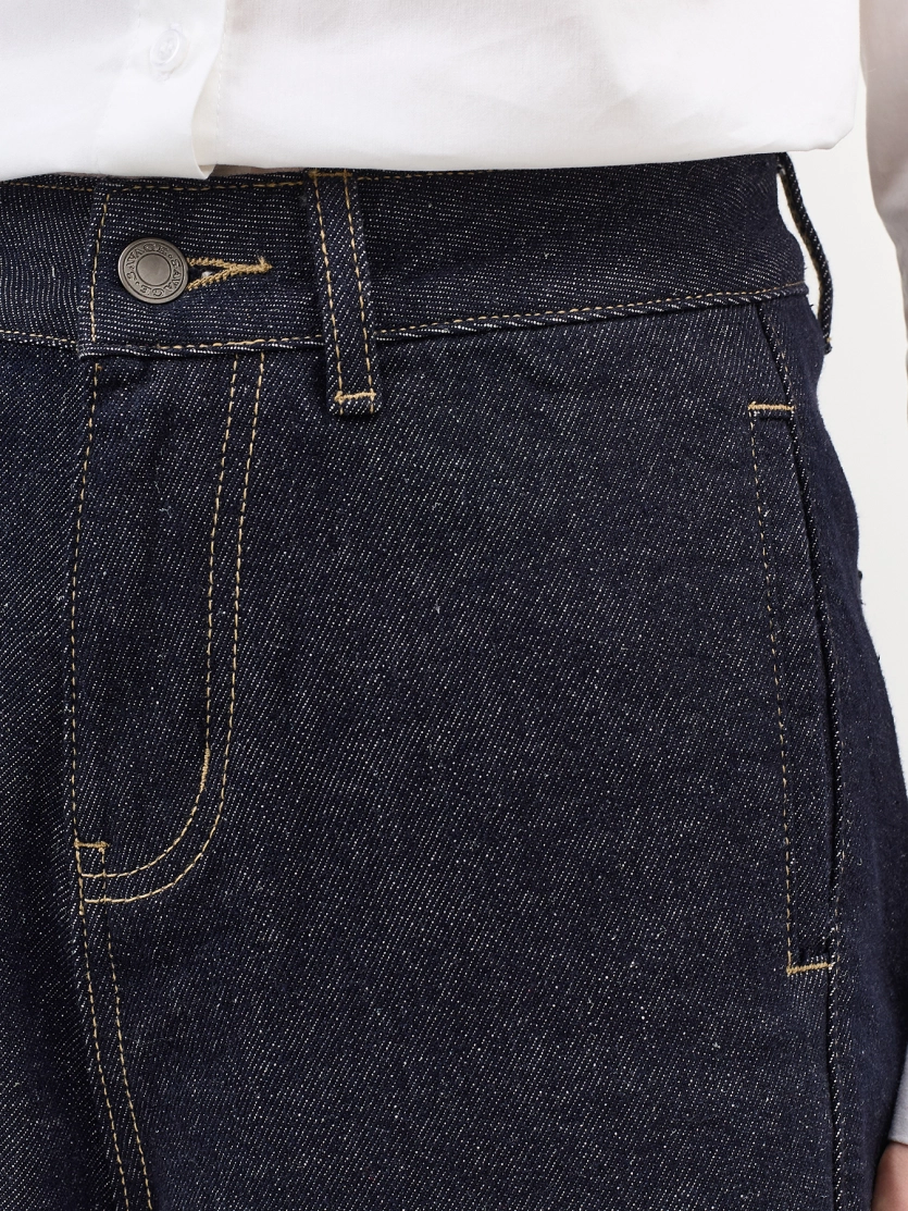 Широкие джинсы с контрастными швами