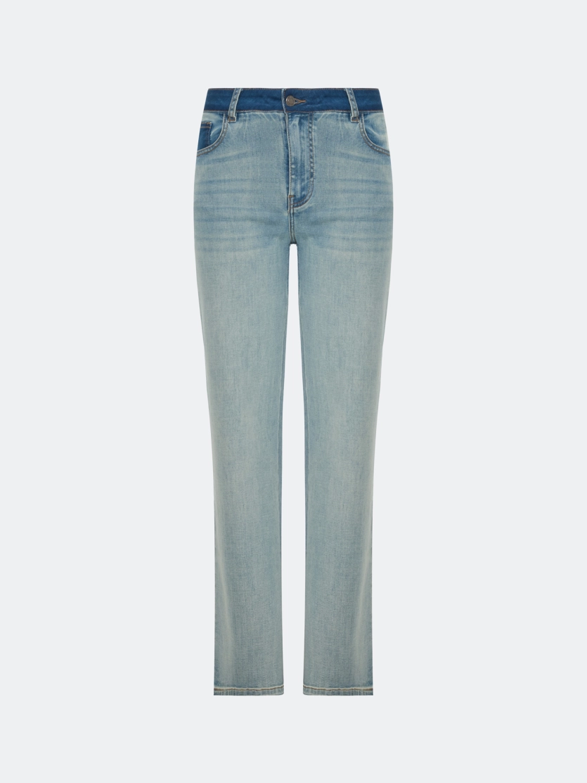 Джинсы Straight fit с акцентной контрастной варкой