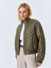 Стеганый бомбер из эко кожи