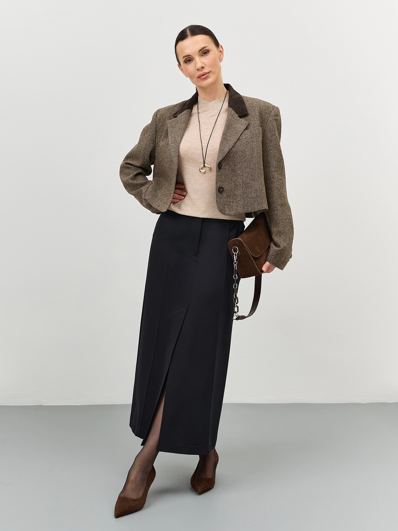 Юбка из вискозы с акцентным разрезом SAVAGE